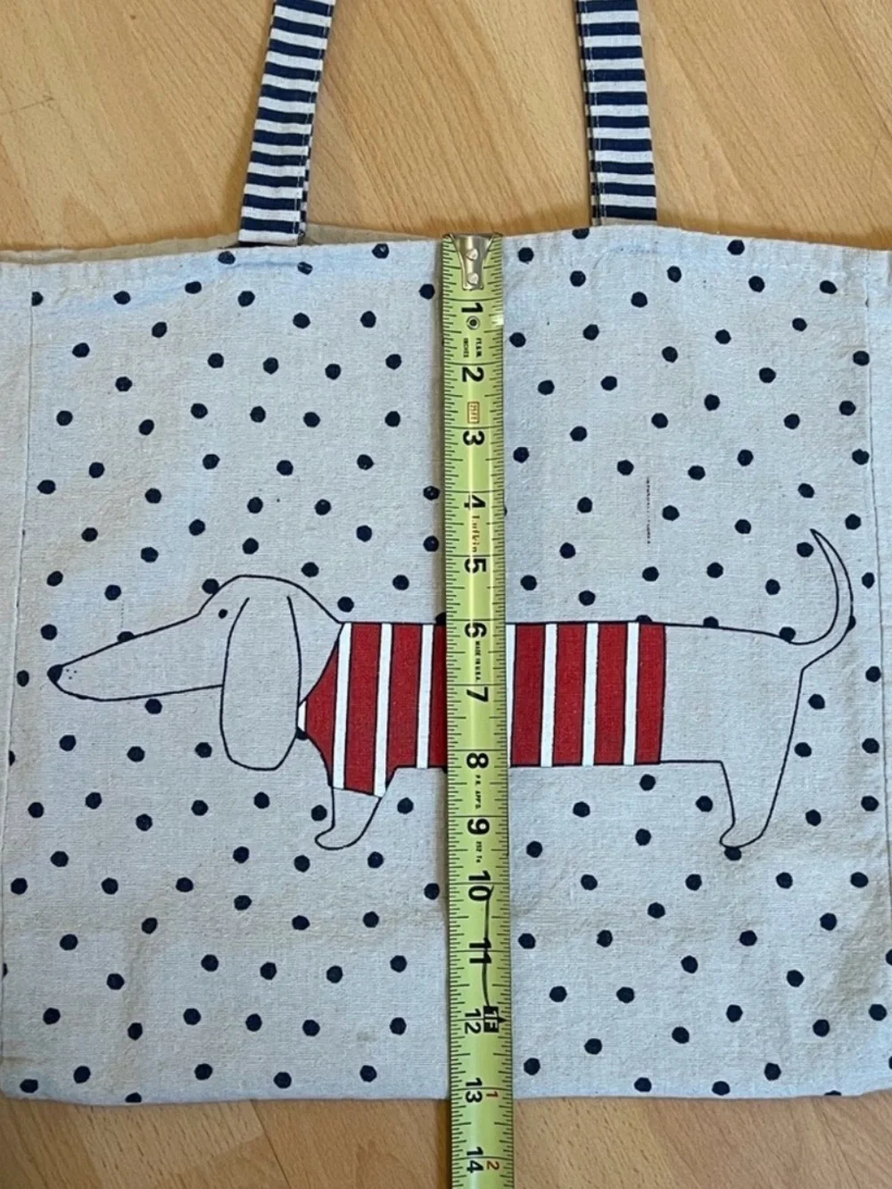 Cotton Tote Bag with Dachshund Graphic